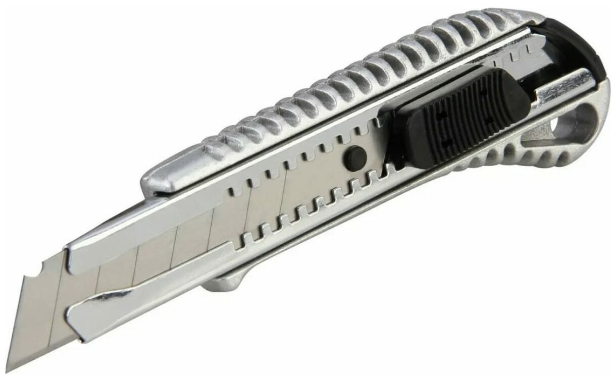 Нож усиленный с выдвижным лезвием Vertextools 18 мм металлический