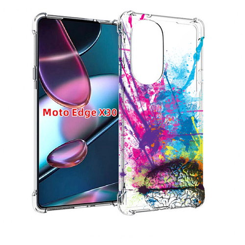 Чехол MyPads яркий красочный мозг для Motorola Moto Edge X30 задняя-панель-накладка-бампер