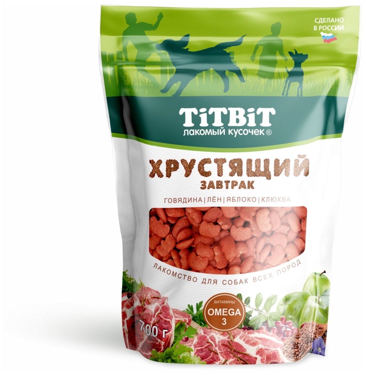 Лакомство для собак всех пород TiTBiT Завтрак хрустящий с говядиной, 700 г.