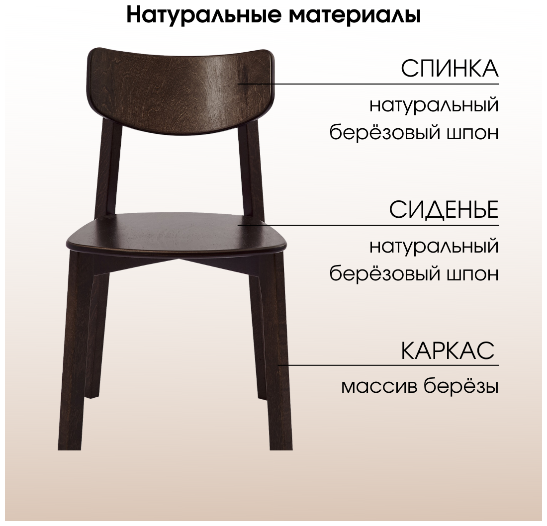 Стул для кухни вега, деревянный, Орех, комплект стульев 2 шт DAIVA casa - фотография № 2