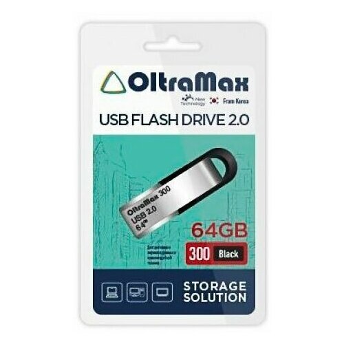 64Gb - OltraMax 300 OM-64GB-300-Black usb флешка oltramax om 64gb 250 бирюзовая