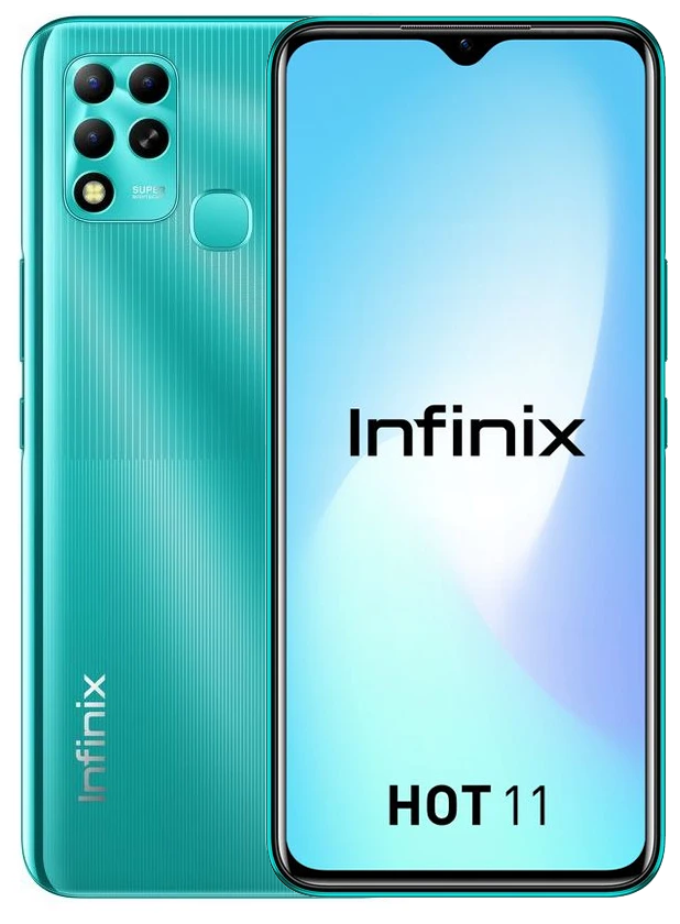 Смартфон Infinix Hot 11 4/128 ГБ Global для РФ, Dual nano SIM, бирюзовый