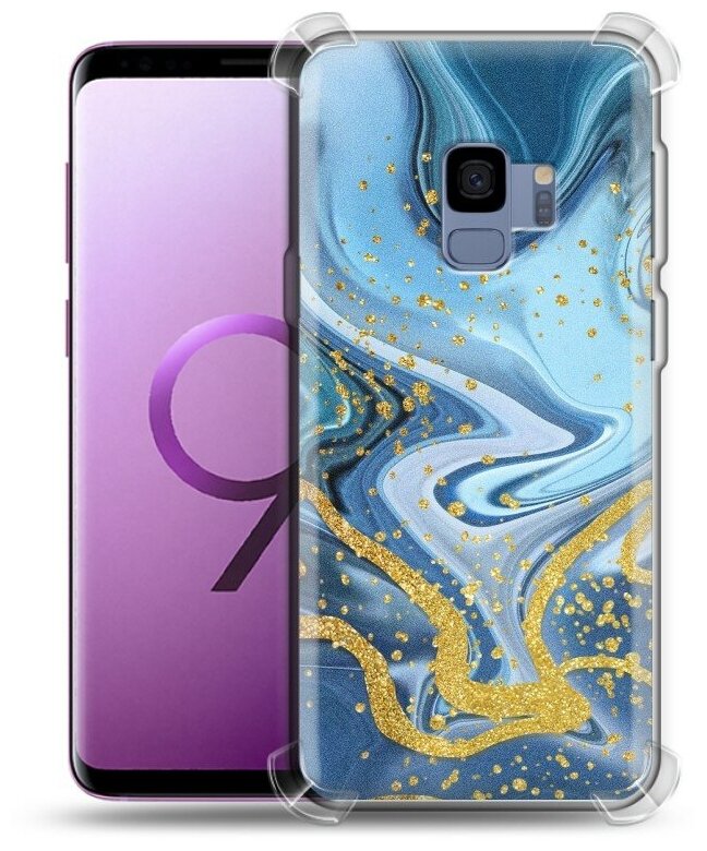 Дизайнерский силиконовый с усиленными углами чехол для Самсунг S9 / Samsung Galaxy S9 Мрамор