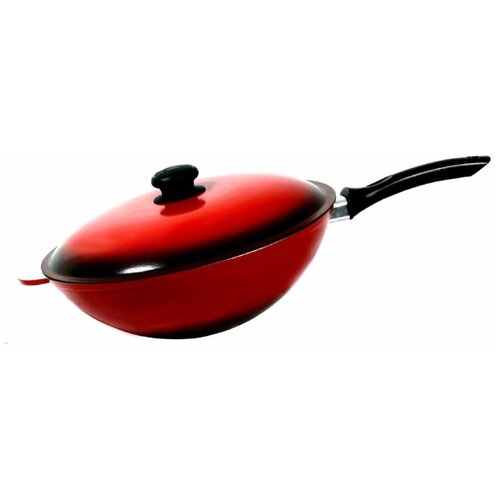 Сковорода вок с крышкой Силумин Эмаль 4л d300 (ЭW30уpк)