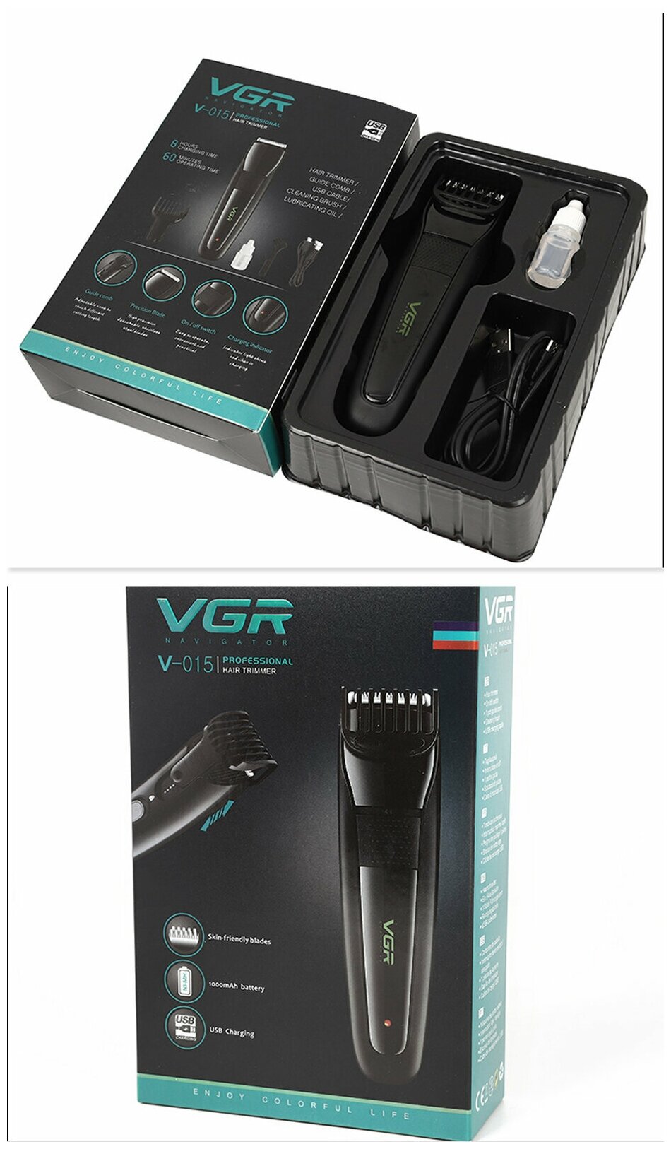 VGR V-015 Электрическая машинка для стрижки волос мужской триммер с аккумулятором - фотография № 10