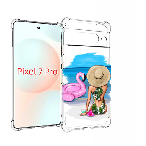 Чехол MyPads Девушка-и-фламинго женский для Google Pixel 7 Pro задняя-панель-накладка-бампер