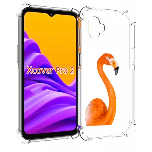 чехол mypads акварельное фламинго для samsung galaxy xcover pro 1 задняя панель накладка бампер Чехол MyPads оранжевый-фламинго для Samsung Galaxy Xcover Pro 2 задняя-панель-накладка-бампер