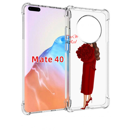Чехол MyPads девушка-полностью-в-красном женский для Huawei Mate 40 / Mate 40E задняя-панель-накладка-бампер