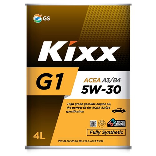 Масло моторное Kixx G1 5W-30 ACEA A3/B4, API SN, MB 229.3, VW502.00/505.00, RN 0710 - 4л.