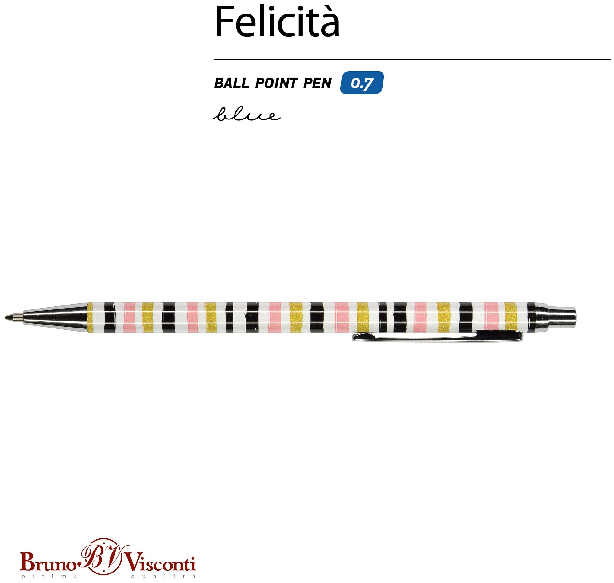 Ручка шариковая автоматическая "Felicita. Полоска" (0,7 мм, синяя) (20-0263/03) Bruno Visconti - фото №7