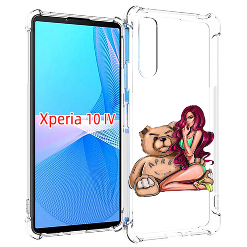 Чехол MyPads девушка-с-большим-плюшевым-мишкой для Sony Xperia 10 IV (10-4) задняя-панель-накладка-бампер чехол mypads девушка с мотоциклом для sony xperia 10 iv 10 4 задняя панель накладка бампер