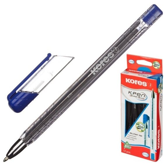 Ручка шариковая Kores К11 неавт M(1мм) треуг. корп, масляная, синяя