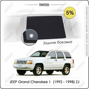 Шторки на автомобиль солнцезащитные JEEP Grand Cherokee 1 Внедорожник 5дв. (1992 - 1998) ZJ на задние двери 5%, сетки от солнца в машину джип гранд чероки, Каркасные автошторки Premium