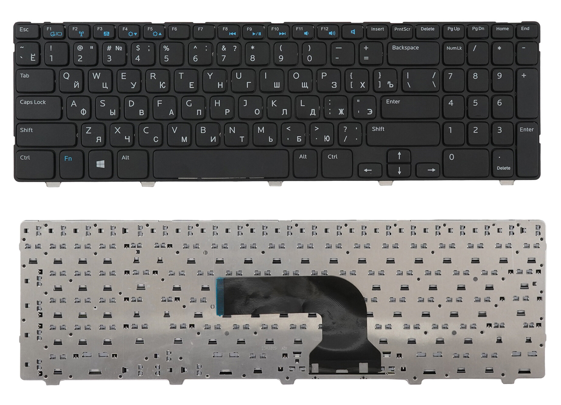 Клавиатура для ноутбука Dell Inspiron 15R 5537 русская черная с черной рамкой