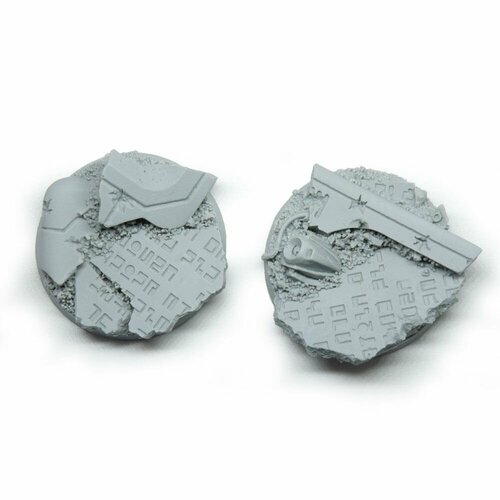 Набор круглых подставок для миниатюр (Вархаммер, Warhammer и пр.) TauCeti Bases / Обломки Тау, 40 мм, непокрашенные, 2 шт.