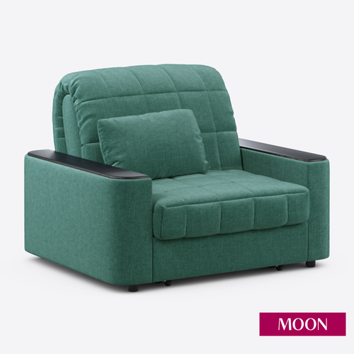 Кресло кровать для дома, зеленый, велюр, Аккордеон MOON FAMILY 018, Эксклюзивная пена UniqFoam