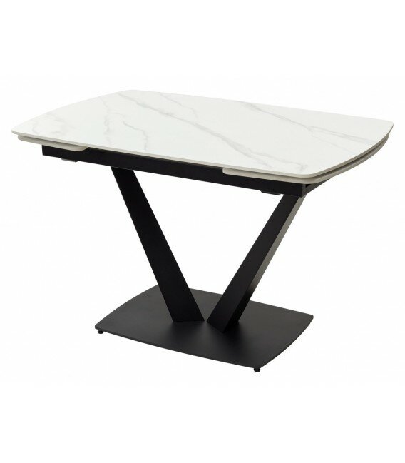 Стол ALATRI 120 Matt White Marble Solid Ceramic / Black M-City