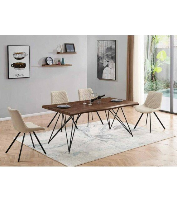 Стол обеденный T-1078 орех/матовый черный