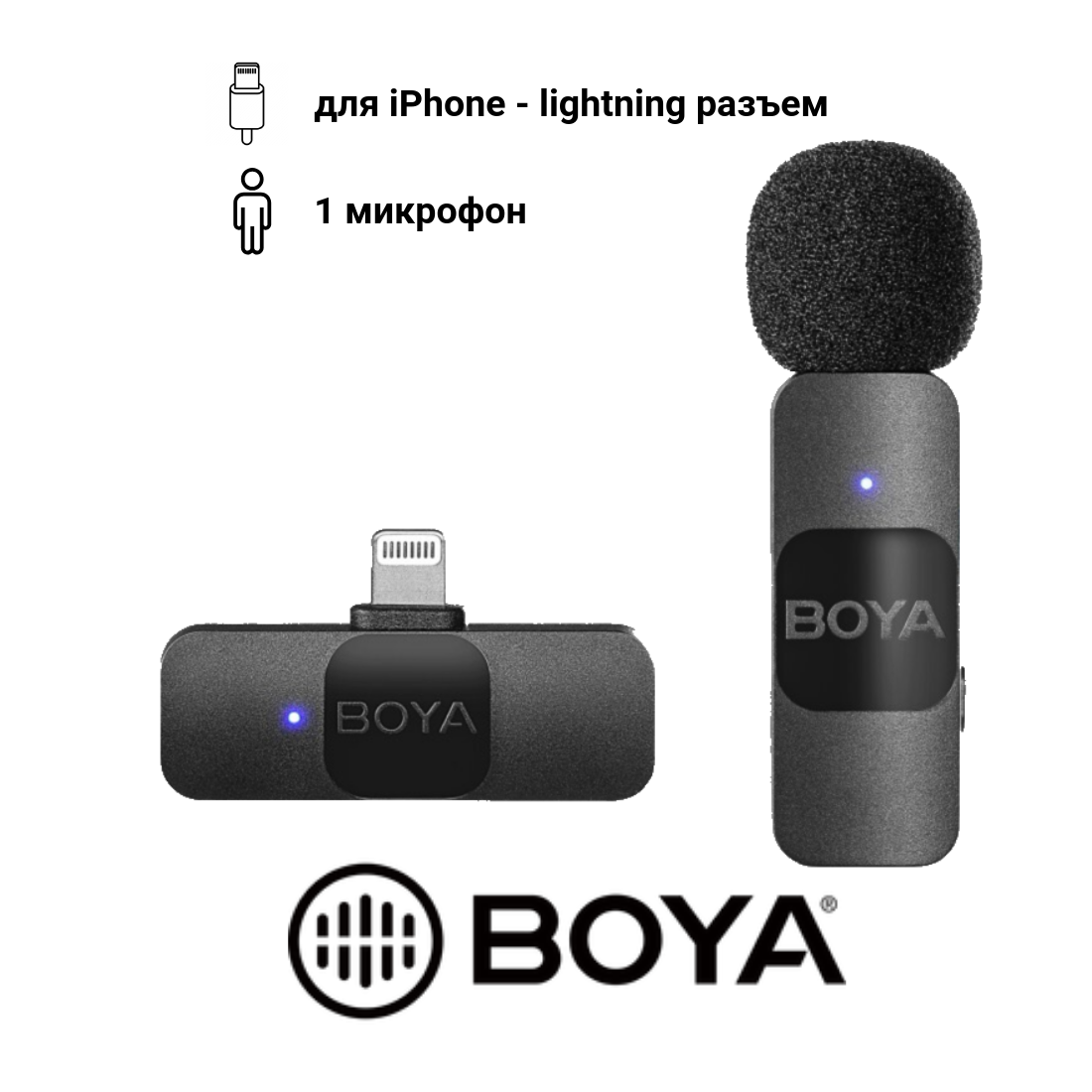 Беспроводной петличный микрофон Boya BY-V1, всенаправленный,Lightning