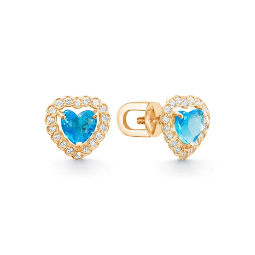 Серьги пусеты Zlato красное золото 585 проба родирование топаз размер 10 мм длина 15 см золотой 26910₽