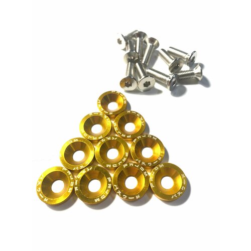 Декоративные шайбы + болты М6*20 потайные для элеткросамокатов, цвет золотой