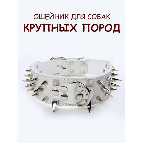 Ошейник с шипами для собак крупных и средних пород, белый, размер M
