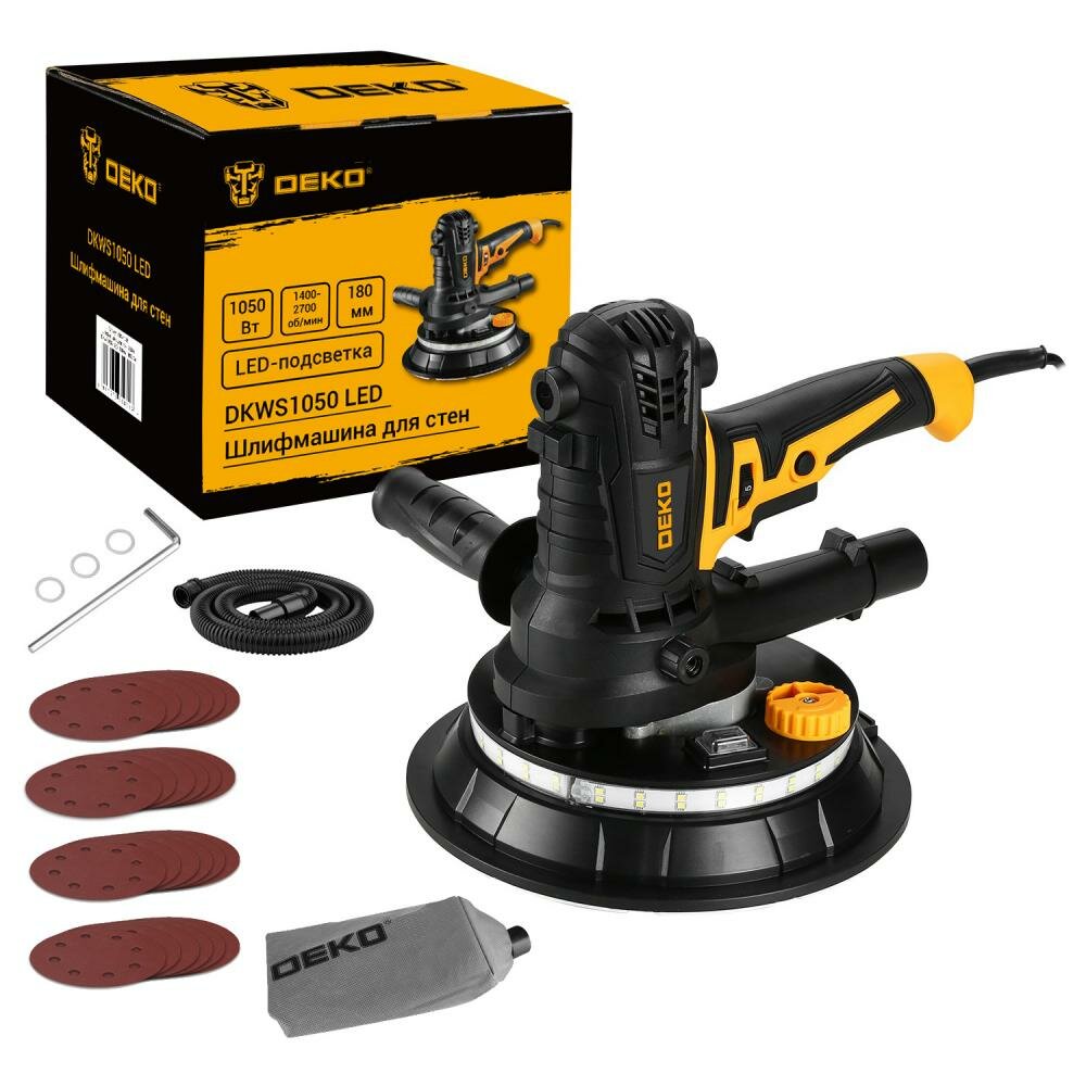Шлифмашина для стен DEKO DKWS1050 LED 180мм 1050 Вт 083-1036