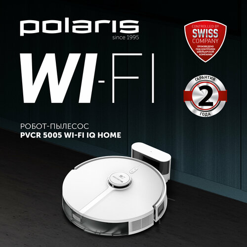 Робот-пылесос для сухой и влажной уборки Polaris PVCR 5005 Wi-Fi IQ Home белый 27199₽