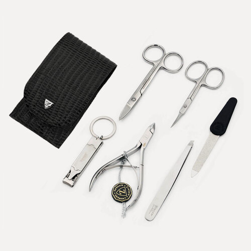 Изображение товара Маникюрный набор мужской Zinger MS-ZM-13, 6 предметов, медицинская сталь, натуральная кожа, серебристый/черный лофт