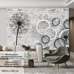 Изображение товара Фотообои на стену антивандальные 300х250см Одуванчики на кирпичной стене 3D винил на флизелине