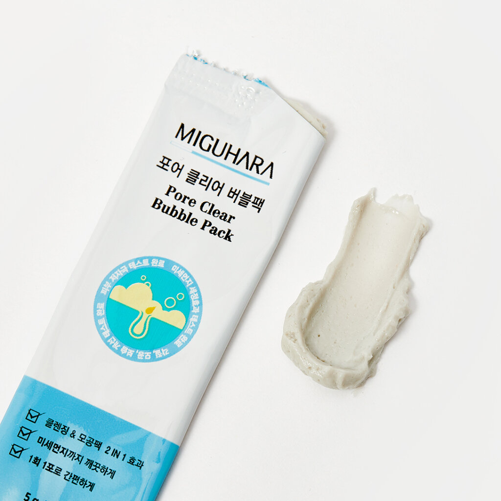 Набо глиняных масок для лица MIGUHARA Pore Clear Bubble Pack Origin, 12 шт. — фото 1