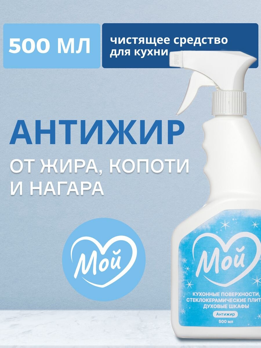 Чистящее средство антижир для кухни МОЙ 500 мл, жироудалитель для плит, духовок, сковородок