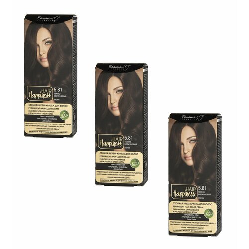 фото Крем-краска белита-м hair happiness стойкая для волос аммиачная, тон 5.81 тёмно-коричневый, 3 шт