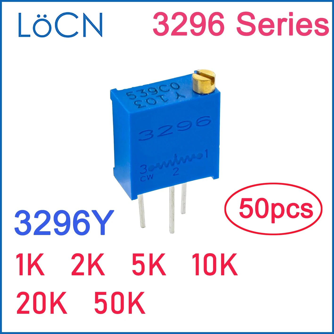 Триммер потенциометр 3296Y-1-102 3296Y-1-202 3296Y-1-502, 10K 50pcs