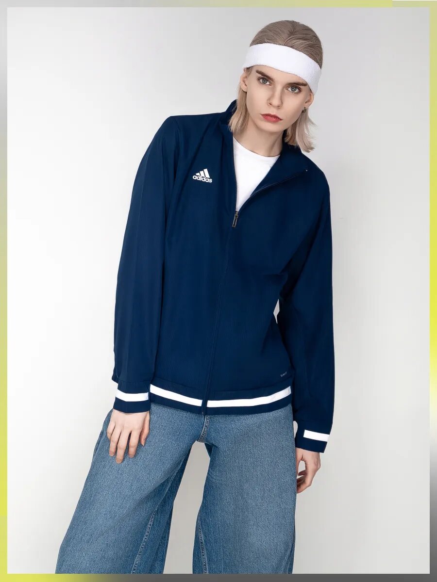 Толстовка adidas, размер XL, , синий/белый