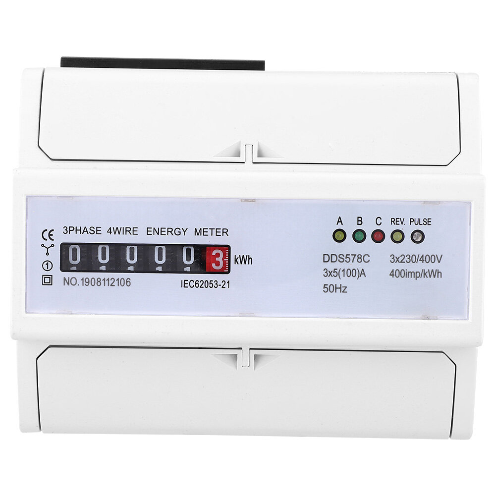 3 фаза 4 провода 380 В переменного тока Meter Din Rail Wattmeter Electricity Pulse счетчик