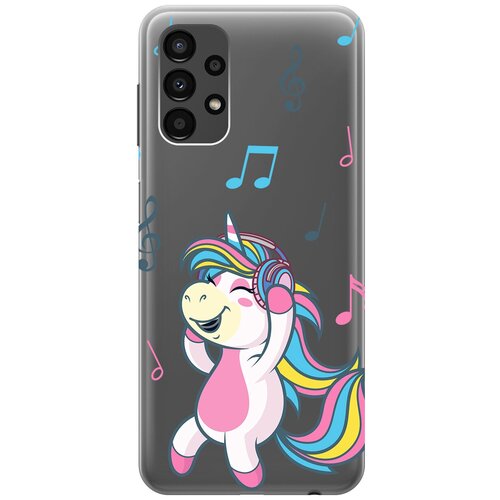 Силиконовый чехол с принтом Musical Unicorn для Samsung Galaxy A13 4G / Самсунг А13 4Г матовый чехол musical unicorn для samsung galaxy a13 5g самсунг а13 с 3d эффектом розовый
