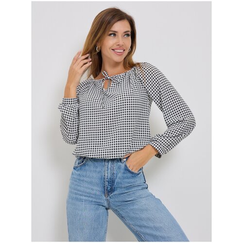 Блузка женская стильная Юлия черно-белый 46-48 размер