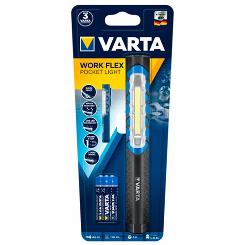 Фонарь ручной VARTA POCKET WORK FLEX (17647101421) светодиодный 1 LED 1,5 Вт на батарейках AAA ABS-пластик ударопрочный водонепроницаемый