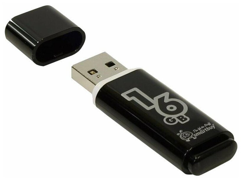 Память Smart Buy "Glossy" 16GB, USB 2.0 Flash Drive, черный