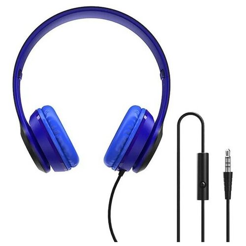 Наушники Borofone BO5 Star sound, накладные, микрофон, Jack 3.5 мм, кабель 1.2 м, синие