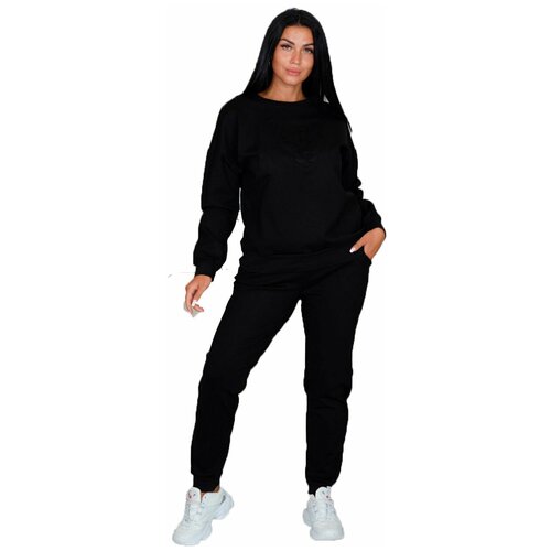Костюм ИСА-Текс, размер 46, черный женский джинсовый костюм lih hua осенний шикарный элегантный костюм для полных женщин трикотажный хлопковый костюм