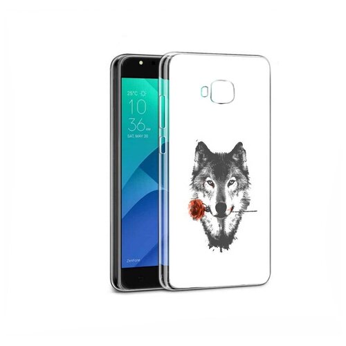 Чехол задняя-панель-накладка-бампер MyPads волк с розой для ASUS ZenFone 4 Selfie Pro ZD552KL (X00LD) противоударный