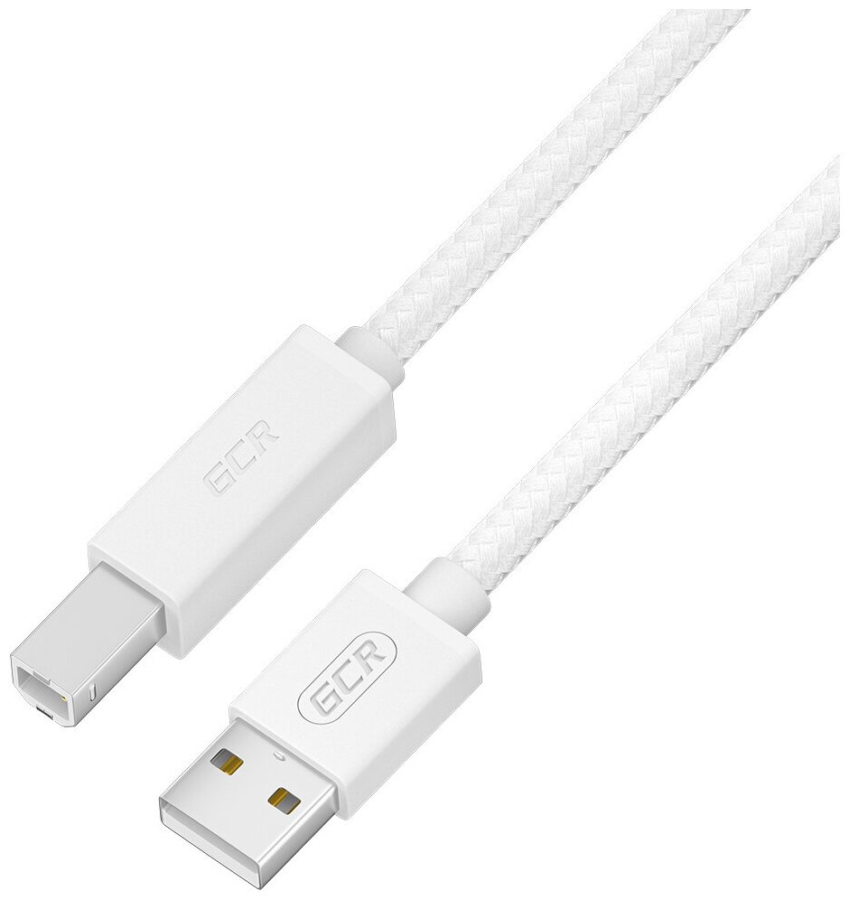 GCR Кабель Premium 1.0m USB 2.0, AM/BM, белый нейлон 28/24 AWG, экран, армированный, морозостойкий, GCR-54211 Кабель Greenconnect 1 м (GCR-54211) - фото №1