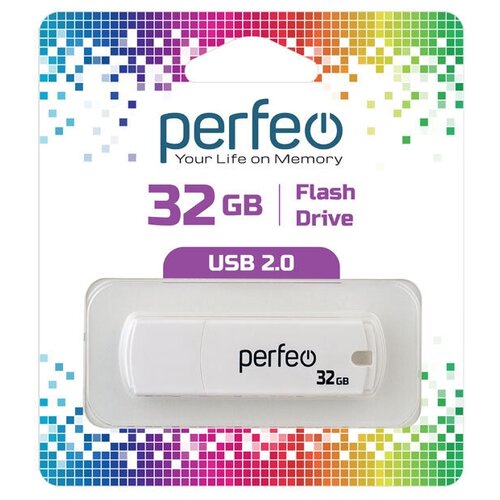 USB Флеш-накопитель USB накопитель Perfeo 32GB C05 White флэш диск usb perfeo 32gb c05 blue pf c05n032