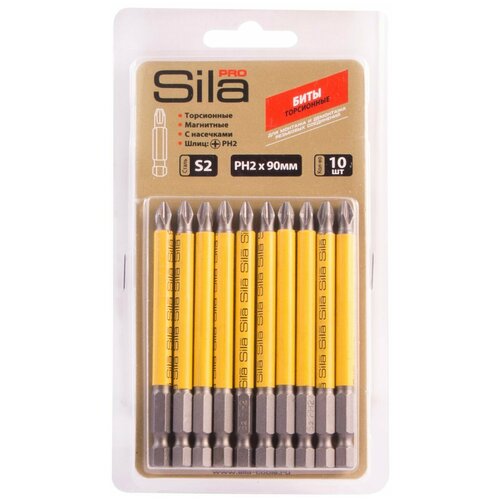 Биты Sila Pro, ph2*90мм, сталь S2, магнит., торсионные, уп/10 шт