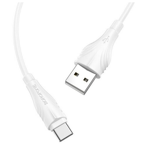 Кабель Borofone BX18, Type-C - USB, 2 А, 1 м, PVC оплётка, белый кабель usb type c borofone bx18 optimal белый 1м