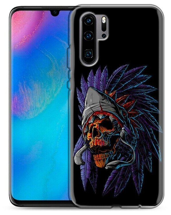 Дизайнерский силиконовый чехол для Хуавей Р30 Про / Huawei P30 Pro Череп индейца