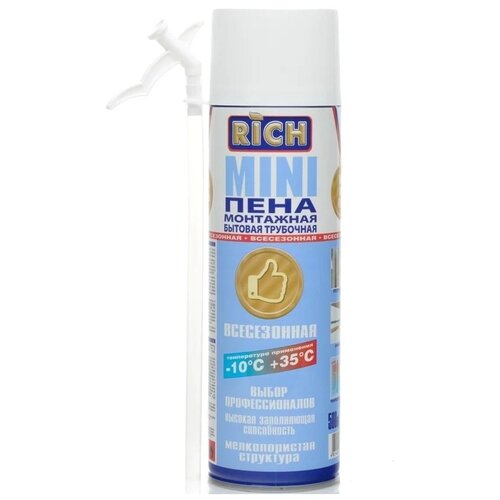 Пена монтажная RICH мини с трубкой 380гр 113954 351₽