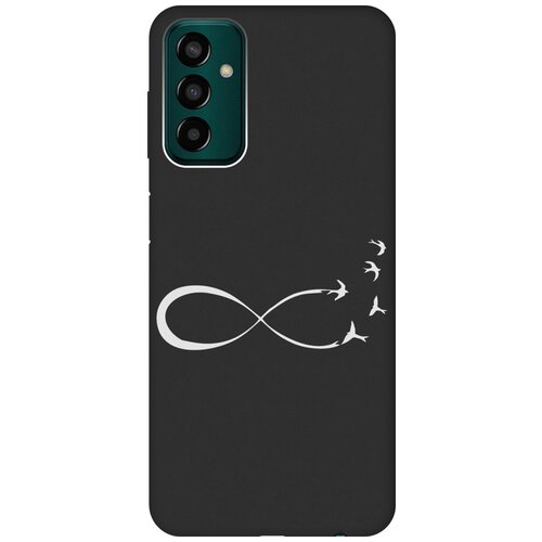 Матовый Soft Touch силиконовый чехол на Samsung Galaxy M13, Самсунг М13 с 3D принтом Infinity W черный матовый soft touch силиконовый чехол на samsung galaxy m13 самсунг м13 с 3d принтом brain plus heart w черный